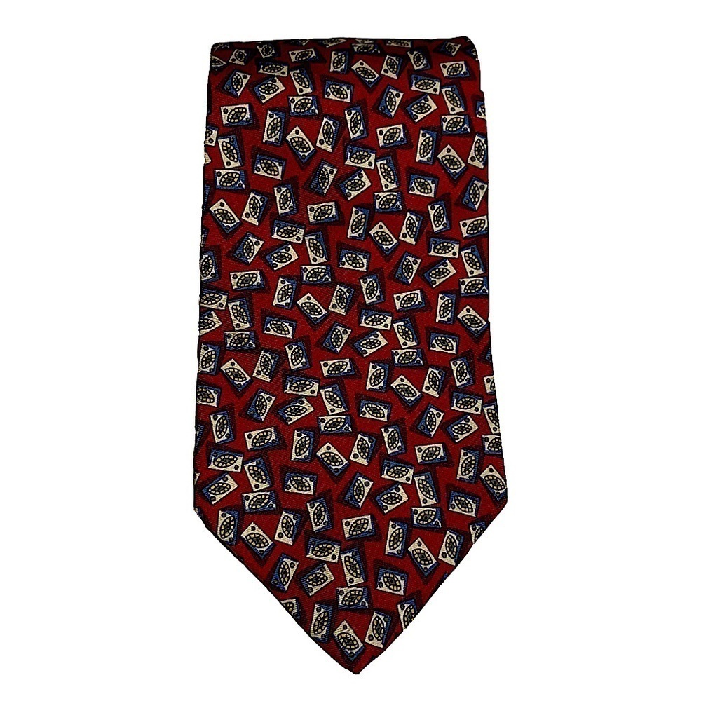 𝅺HUGO Boss Blue and Red Print Silk Tie